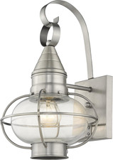 Lighting 26901-91 1-Light Outdoor Wall Lantern, Brushed Nickel Transitional De