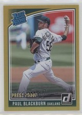 2018 Panini Donruss Rated Rookies Press Proof Gold 21/99 Paul Blackburn #34 8k4