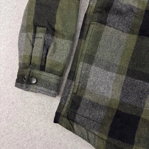 prAna Asgard Jacket Mens Large Green Black Wool Blend Plaid Hooded Shirt 196451 image 9