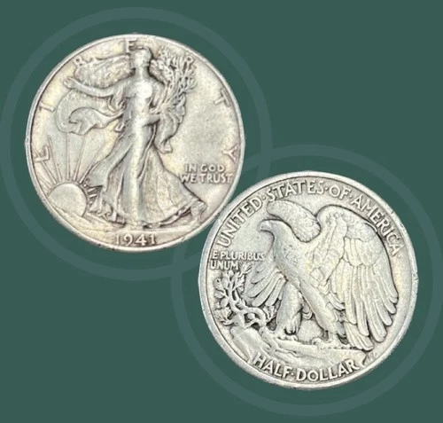 1941 P Walking Liberty Half Dollar - 90% Silver - Good Condition