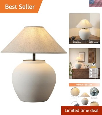 Farmhouse 18.8'' Ceramic Nightstand Lamp - Touch Control & Polished Finish