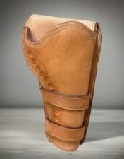 Vintage Tan Handcrafted Custom Holster Saddle Grade Thick Leather Tooled Western