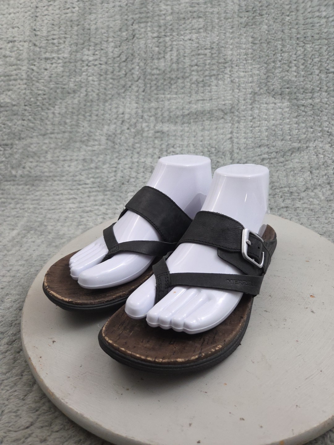 Merrell sandali infradito con cinturino donna 7 neri in pelle sottopiede in sughero