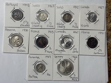 (10) World Coin Silver Lot Canada Swiss Portugal Mexico France Germany Panama 