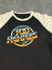 Vintage 1990s Foo Fighters Black White 3/4 Sleeve Baseball Shirt Rock N Roll