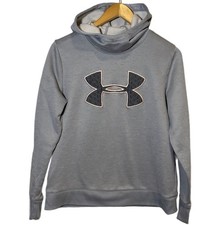 Under Armour Size Medium Womens Gray Logo Long Sleeve Pullover Loose Hoodie