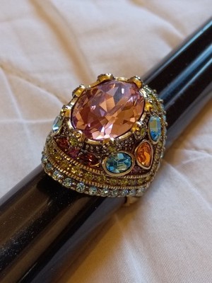 Vintage Heidi Daus Ring mit mehrfarbigen Steinen Größe 10.