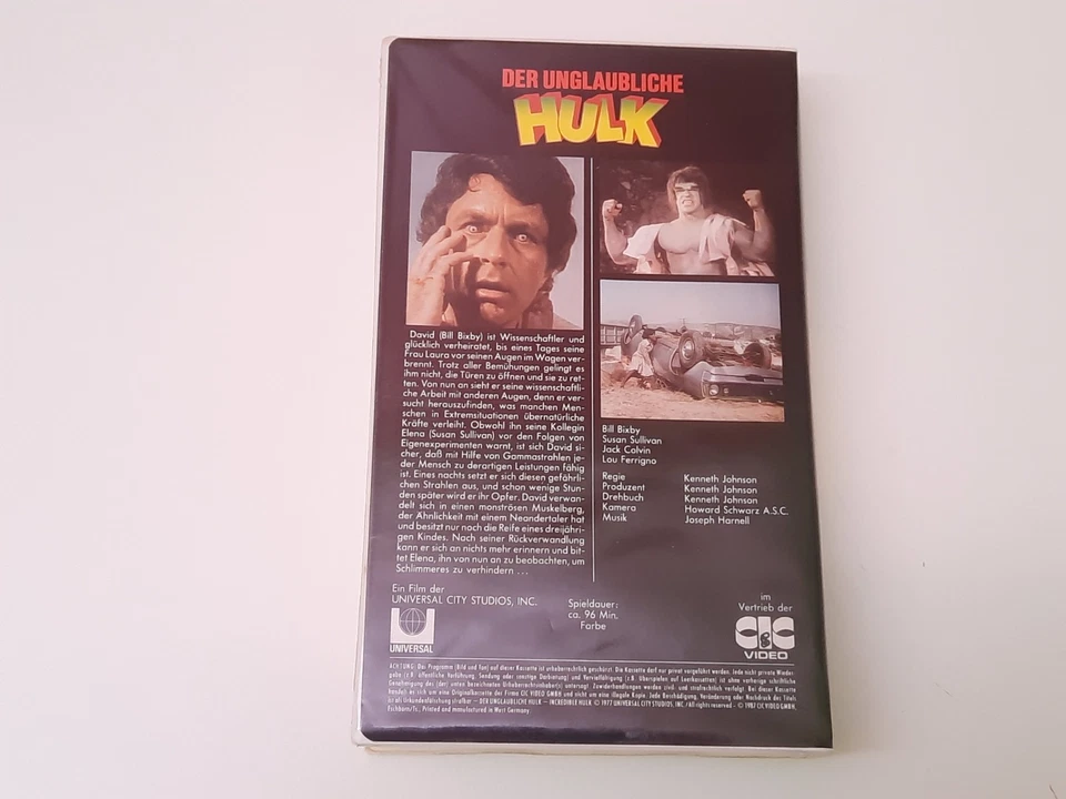 Der unglaubliche Hulk 1977 Uncut VHS German PAL CIC Video Bill Bixby Lou Ferrign - Bild 2 von 4