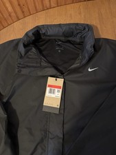 Nike Women's Black Windbreaker Running Jacket L Full Zip Pockets FB7451-010