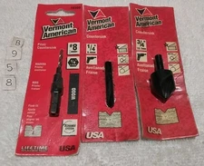 3pc VERMONT AMERICAN #8-1/4"-3/4" COUNTERSINK SET USA 🇺🇸