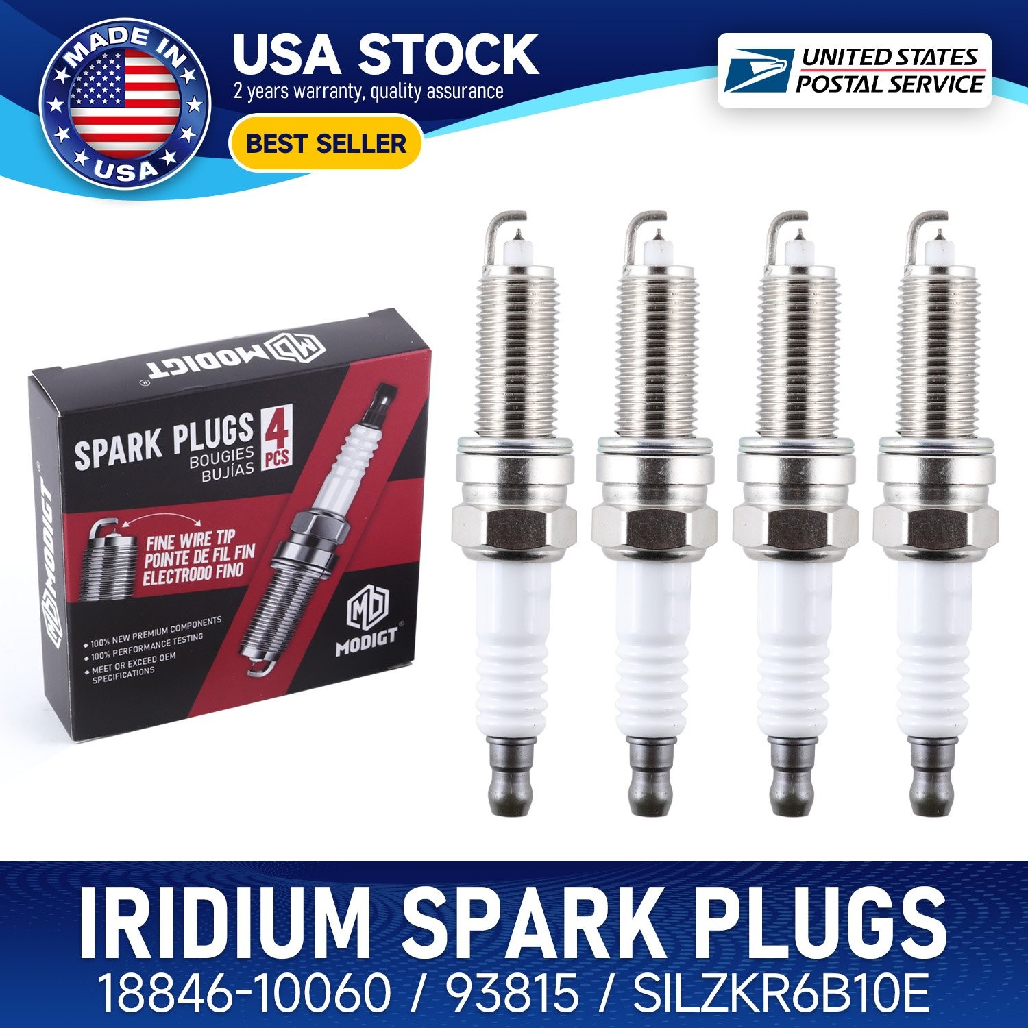 New Premium 4x 93815 Iridium Spark Plugs SILZKR6B10E For Kia Soul 2012-2018
