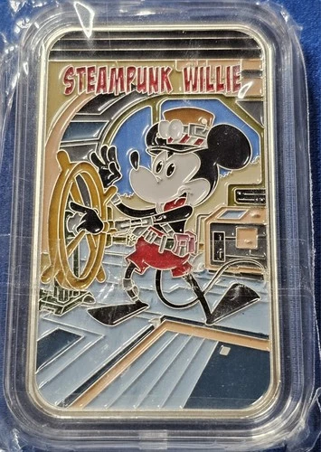 1oz Silver Steampunk  Willie Enamelled Bar in a Capsule