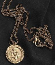 Yellow Metal St Christopher Pendant and Chain