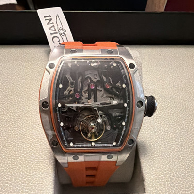 Invicta S1 Rally Men's Automatic Skeleton 44mm SS Orange Rubber Strap Box