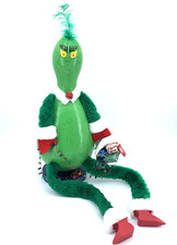 Vintage Handcrafted Grinch Gourd Christmas Decor Shelf Sitter Dr Seuss Inspired
