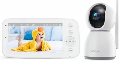 WOLFANG Babyphone mit Kamera WB03, 5 Zoll Display, Audio, Temperatur, kein WLAN