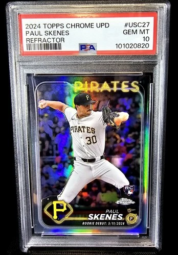 2024 Topps Chrome Update Series PAUL SKENES #USC27 Refractor (RC) PSA 10