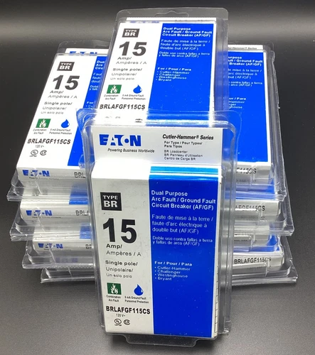 Lot Of 10 New Circuit Breakers Eaton BRLAFGF115 15 Amp 1 Pole Dual AFCI/GFCI