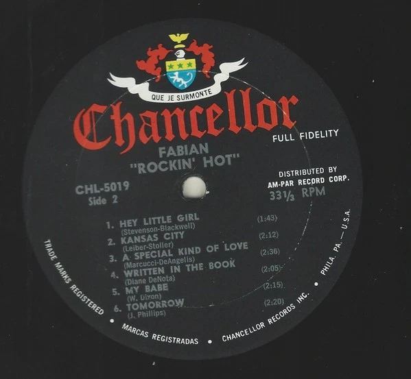 Fabian - Rockin' Hot (LP, Album, Mono) (Very Good (VG)) - Image 3 of 3