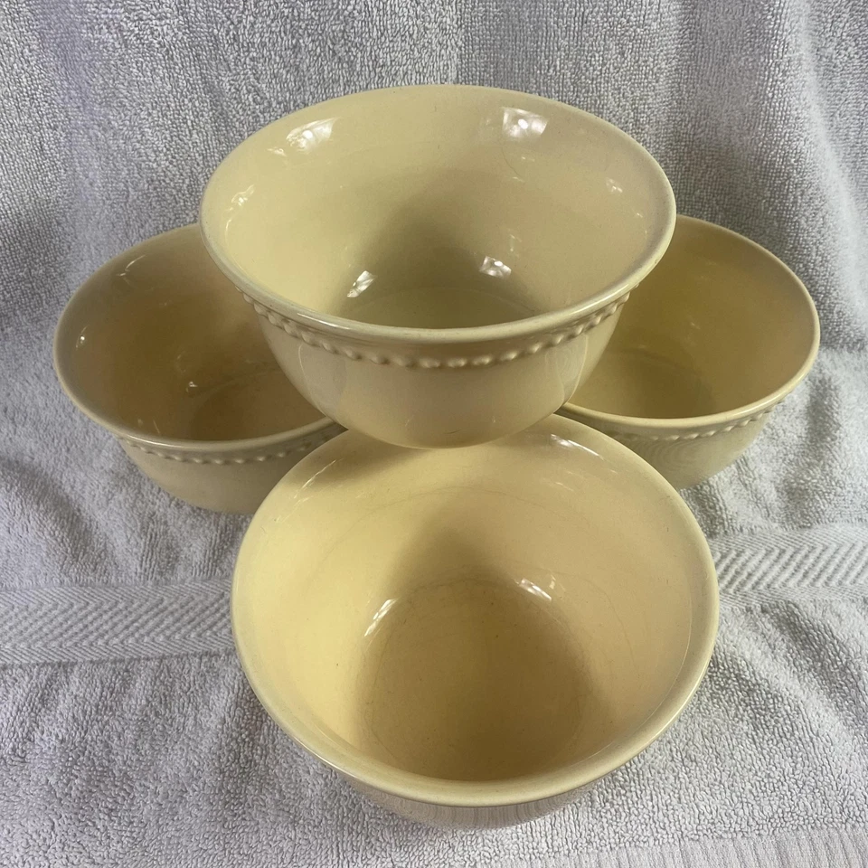 Juego de 4 cuencos con cuentas Pottery Barn Emma marfil crema hechos en Portugal gres Foto 2 de 4