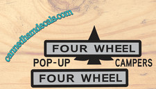 Four Wheel Silver Black Vintage Travel Trailer Reproduction Canned Ham Decal