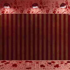 Remerry 2 Pieces Halloween Creepy Carnival Backdrop for Horrible Large, Red