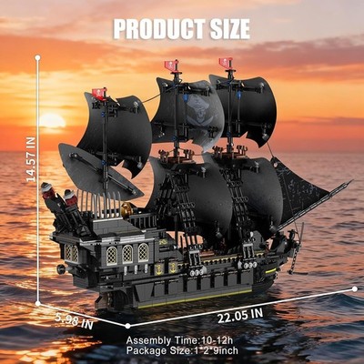 Pirate Ship Building Sets with Lights,MOC Black Pearl Ships Building (2288Pcs).