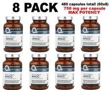 Kinoko Platinum AHCC, 8 PACK, Immune Support, 750 mg, 60 capsules each 480 total