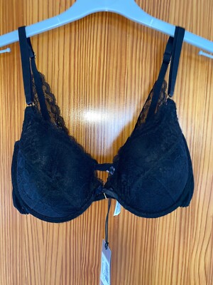 Damen Guess BH Bügel BH Push UP Größe 34 D Neu Etikett Schwarz
