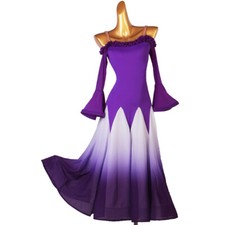 Latin Ballroom Dance Dress Modern Salsa Waltz Standard Long Dress F608 4 Colors