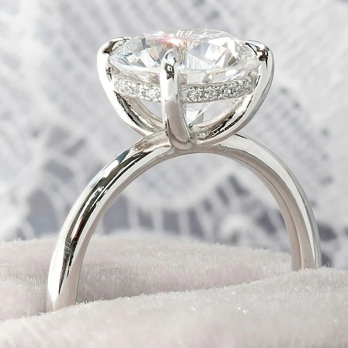 2,53 TCW Rundschliff Moissanit Damen Verlobungsring 14K Weißgold vergoldet - Bild 6 von 11