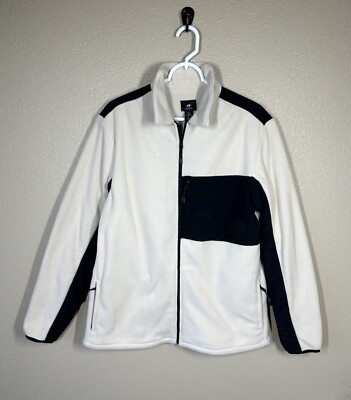 H&M Fleece Cream & Black Zip Active Jacket Gorpcore Classic Men's size M NWOT