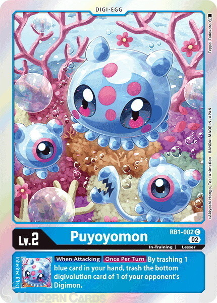 RB1-002 Puyoyomon :: Common Foil Digimon Card :: RB01: Resurgence Booster ::