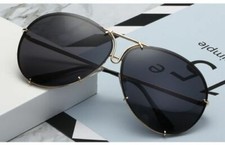 2026 BLACK Oversized Square Sunglasses Women Fashion Flat Top Shade Mirror UV400