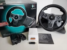 Logitech Driving Force Wireless Racing Wheel PS3 w/ Dongle & Power Supply TESTED
