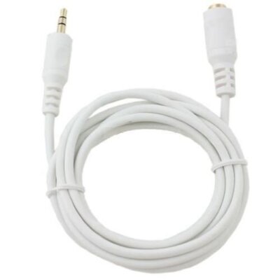20 FT 3.5mm Gold Plated Stereo Male-Female Audio Headphone Extension Cable White