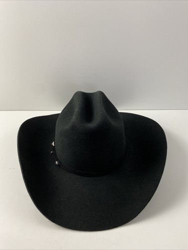 3X Black Wool Felt Long Oval Cowboy Hat 