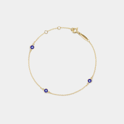 Turkish Blue Evil Eye Charm Bracelet in 925 Sterling Silver