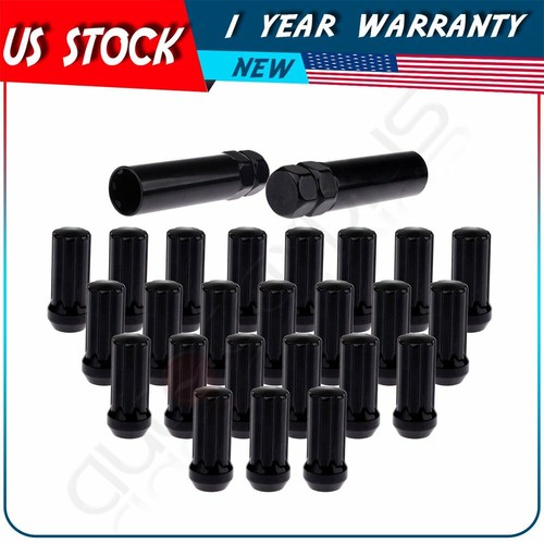 24 Pcs Black 14x2mm 7 Splines Lug Nuts For Ford F150 Lincoln Navigator