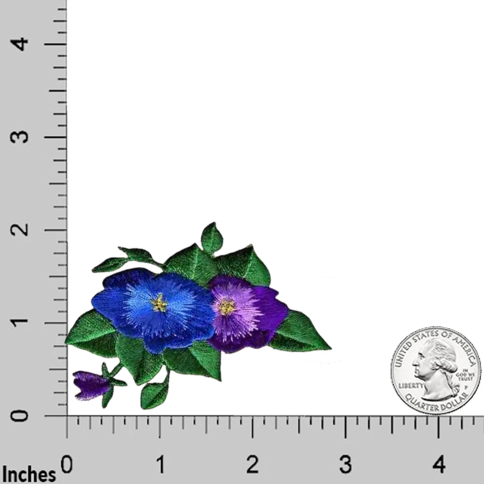 Blue & Purple Pansies (2-Pack) Iron On Floral Patch - Image 3 of 4