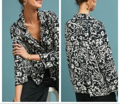 Anthropologie ETT TWA Womens Jacket Black/White Cardigan Sweater Size S