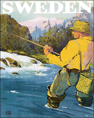 SWEEDEN FISHING SPORT TRAVEL 8 X 10 VINTAGE POSTER REPRO FREE SHIPPING