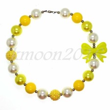 Yellow Bow Chunky Bead Bubblegum for Kids Chunky Gumball Fashion Women Necklace