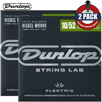 2-PACK Dunlop DEN1052 Nickel Electric Guitar Strings 10-52 Med Top/Hvy Bottom