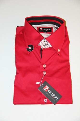Para Hombre 7 Camisas 2 Botones BDW Popelín Elastizadas ROJAS (M/L) ¡TOTALMENTE NUEVAS CON ETIQUETAS! |
