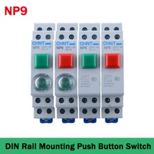 NP9 DIN Rail Mounting Push Button Switch Momentary Normally Open / Closed ON/OFF