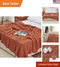 6 Layer Cotton Muslin Blanket, 108"x90" Muslin King Size Blanket for Bed Couc...