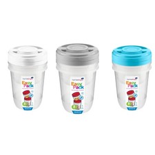Food Storage Containers Round Screw Lid Plastic Box Set Kitchen Smart 3X 1L+0.5L