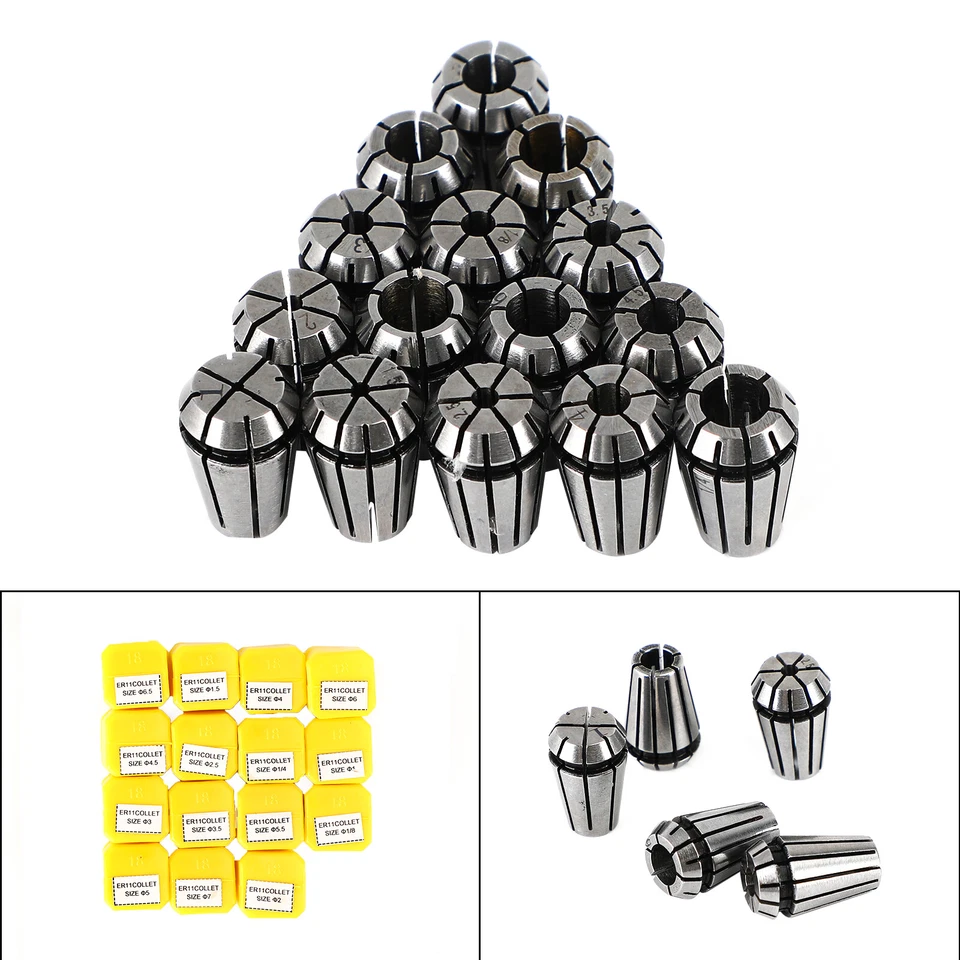 15Pcs ER11 Spring Collet Set For CNC Milling Lathe Tool Engraving Machine Steel - Image 2 of 4