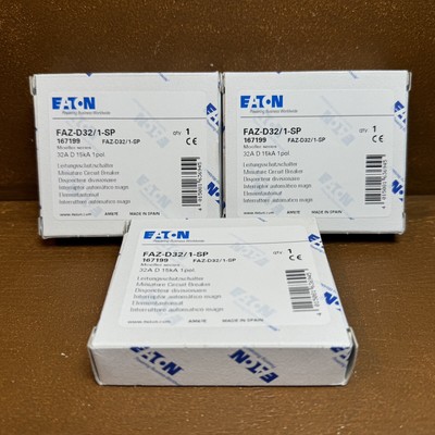 Lot of 3 Eaton Moeller FAZ-D32/1-SP MCP 1P 32A 240/415/277V New in Box